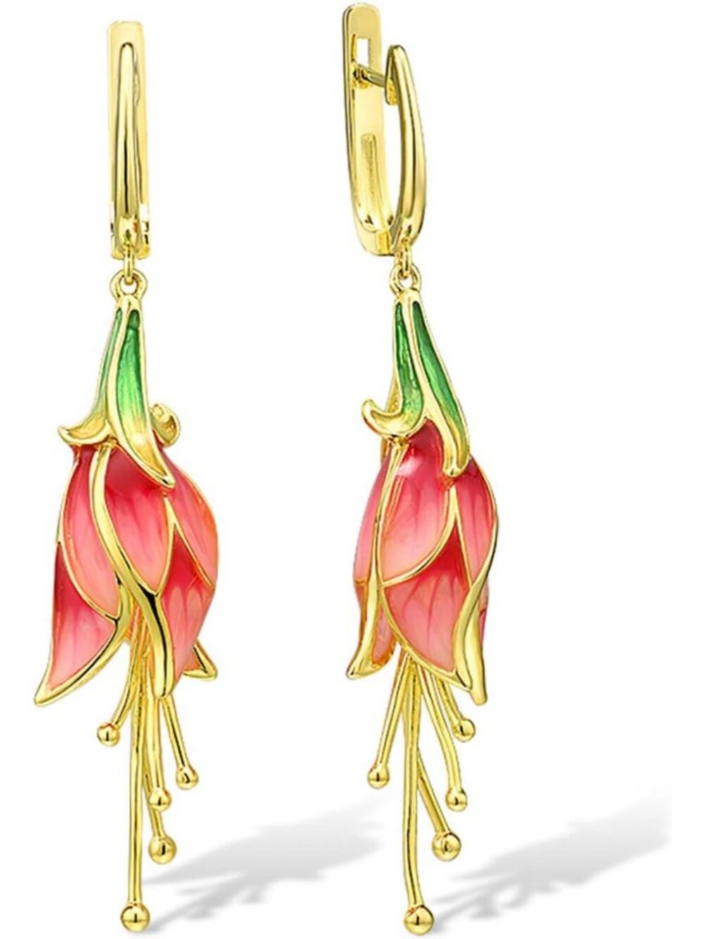 Elegant Sterling Silver Enamel Tulip Earrings for Women - Floral Design